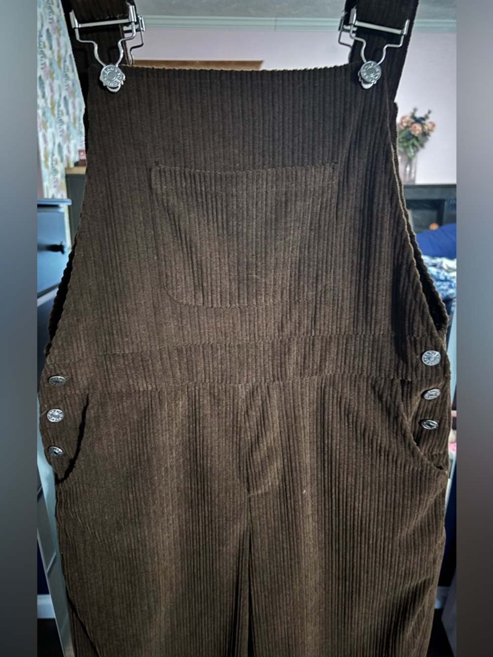 Women's Brown Corduroy Overalls Jumpsuit - Picture 2 of 4